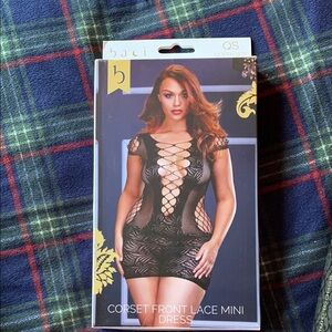 Baci Black Lace Mini Dress-QS